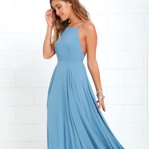 Lulu's Mythical kind of love slate blue maxi dress
